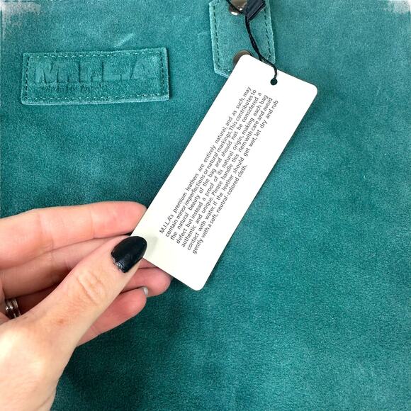 M.I.L.A. NWT Jade Green Genuine Leather Tassel Shoulder Luxe Tote Shoulder Bag - Picture 8 of 9